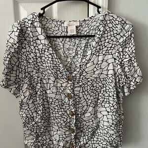 Black and White Button-Up Top